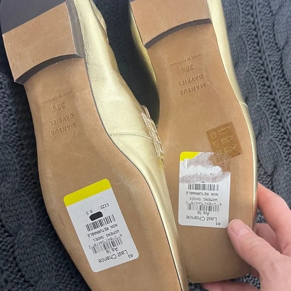 NWT Mansur Gavriel Metallic Gold Loafers US 8.5 EU 38.5 - Picture 3 of 8